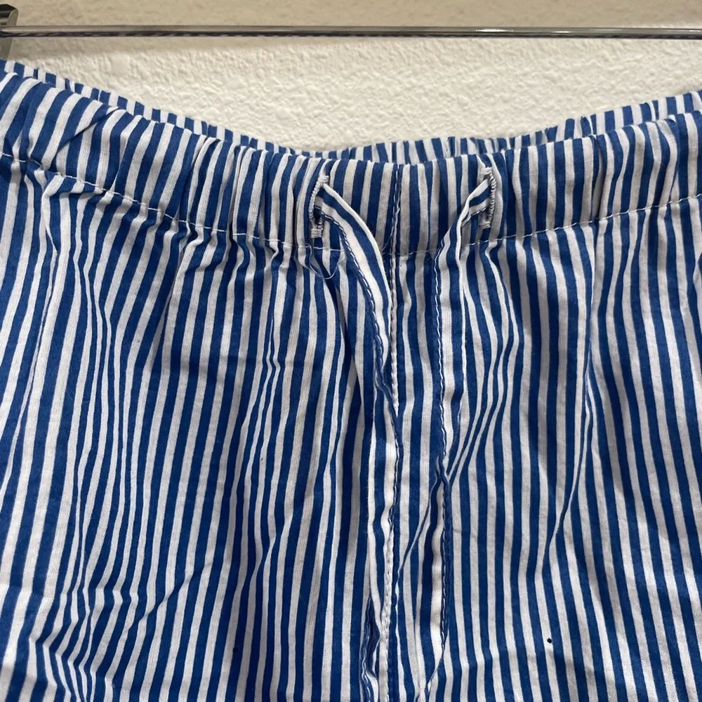 Ralph Lauren Blue and White Pinstriped Pajama Short Set 100% Organic Cotton